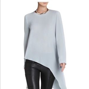 BCBG Asymmetric l/s blouse in white